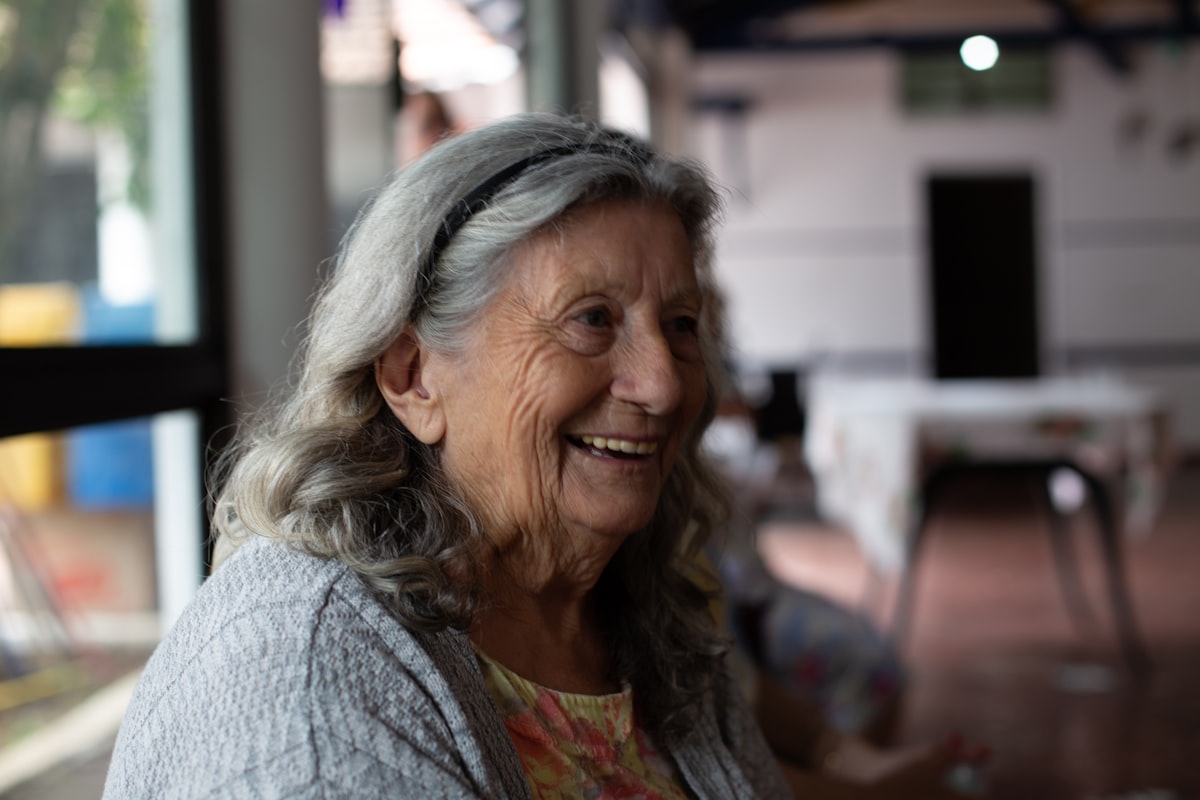 Smiling resident in care home